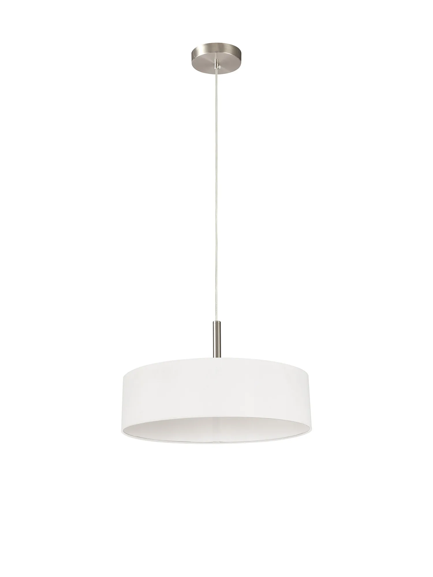 Baymont 45cm 3 Light Pendant Satin Nickel, White DK0721  Deco Baymont SN WH